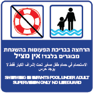הרחצה בבריכת הפעוטות בהשגחת מבוגרים בלבד, אין מציל